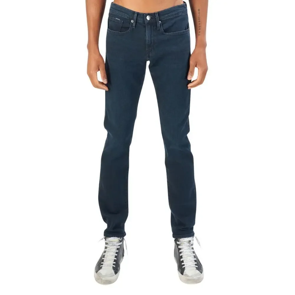 Frame Denim Men's L'Homme Slim Jeans in Placid Dark Wash Blue Size 36 x 31